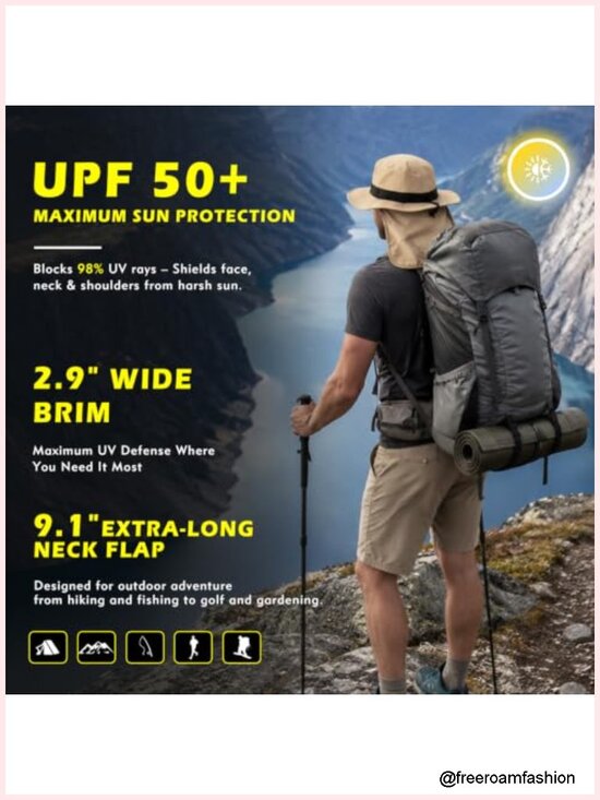 UPF 50+ Cooling Sun Hat with Neck Flap, Rollable Brim, Water Resistant main image 4